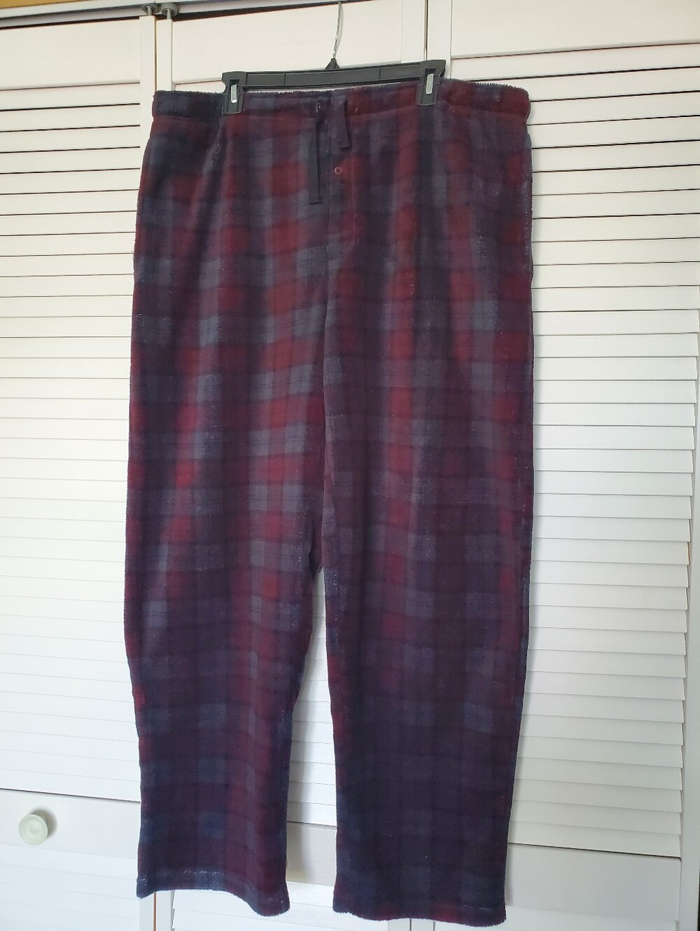 Joe Boxer Burgundy and Gray Plaid Men's Fleece Pants